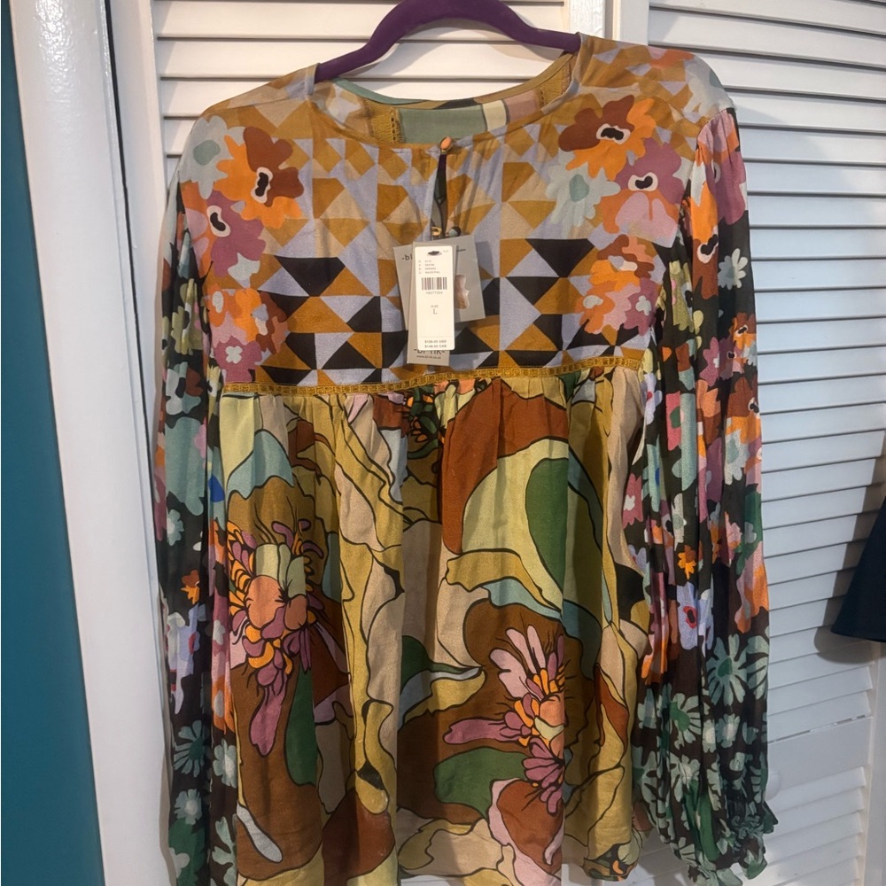 NWT Anthropologie Bl-nk Miranda Peasant Top Rarer size Large - Picture 4 of 5